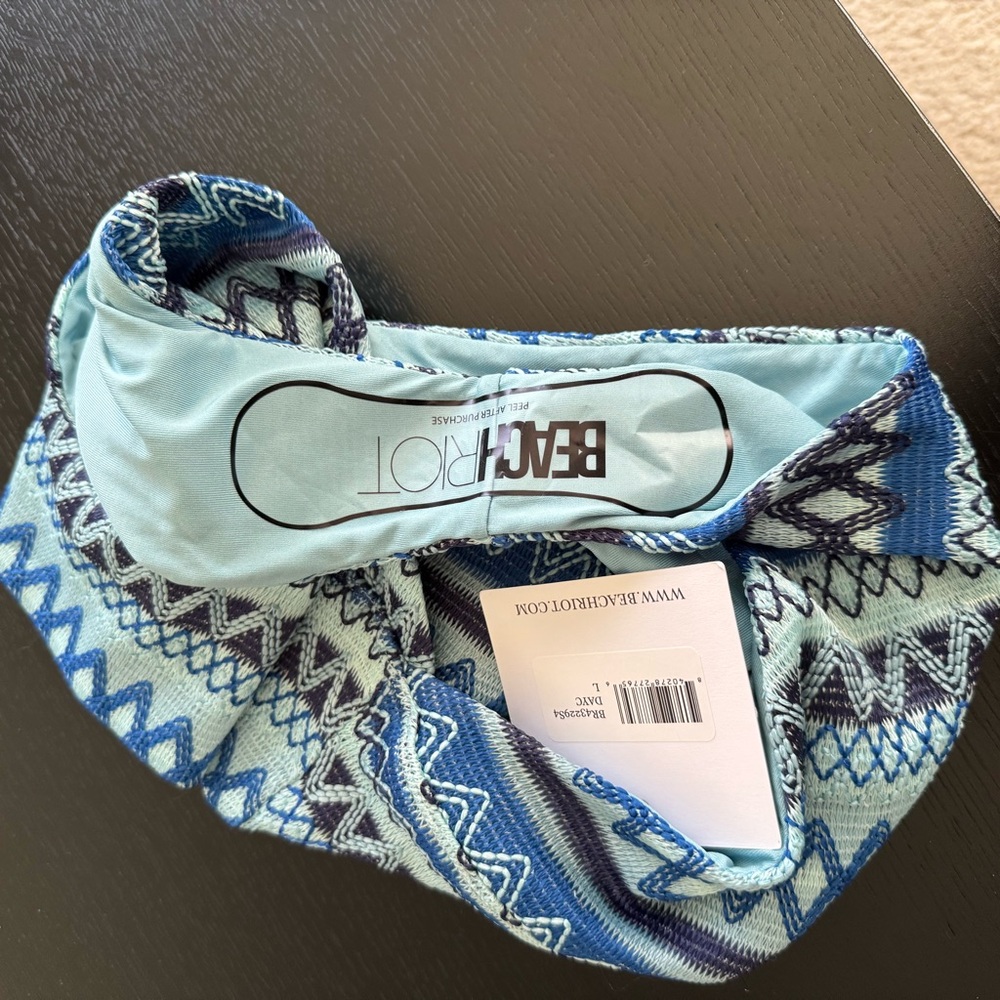 Beach Riot Blue Multi Striped High-Cut Bikini Bottom - Picture 3 of 6